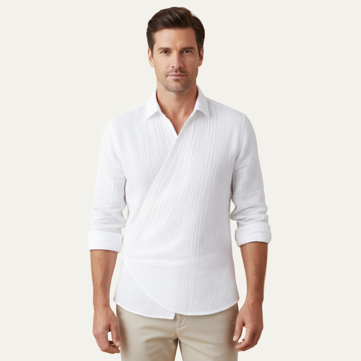 Axel | Men's Dress Shirt White Pinstripe Long Sleeve