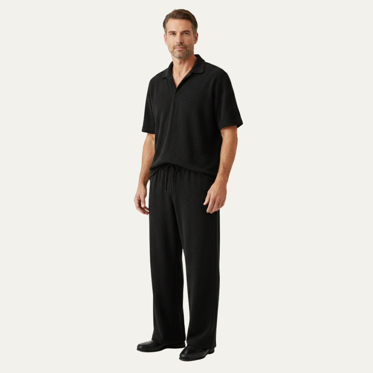 Sage | Men's Lounge Set Black Short Sleeve Relaxed Fit