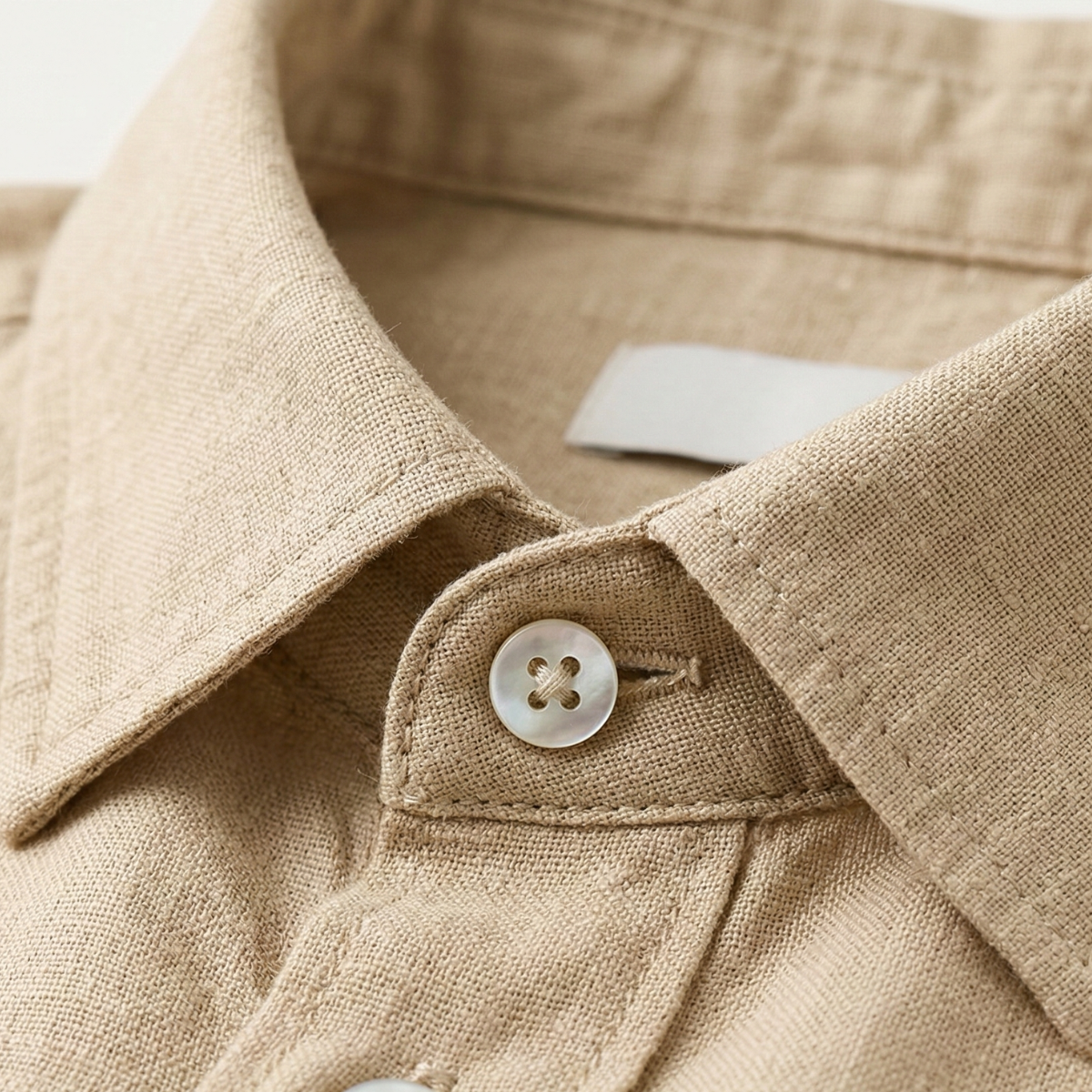 Eli | Men's Linen Shirt Cream Button Up Long Sleeve