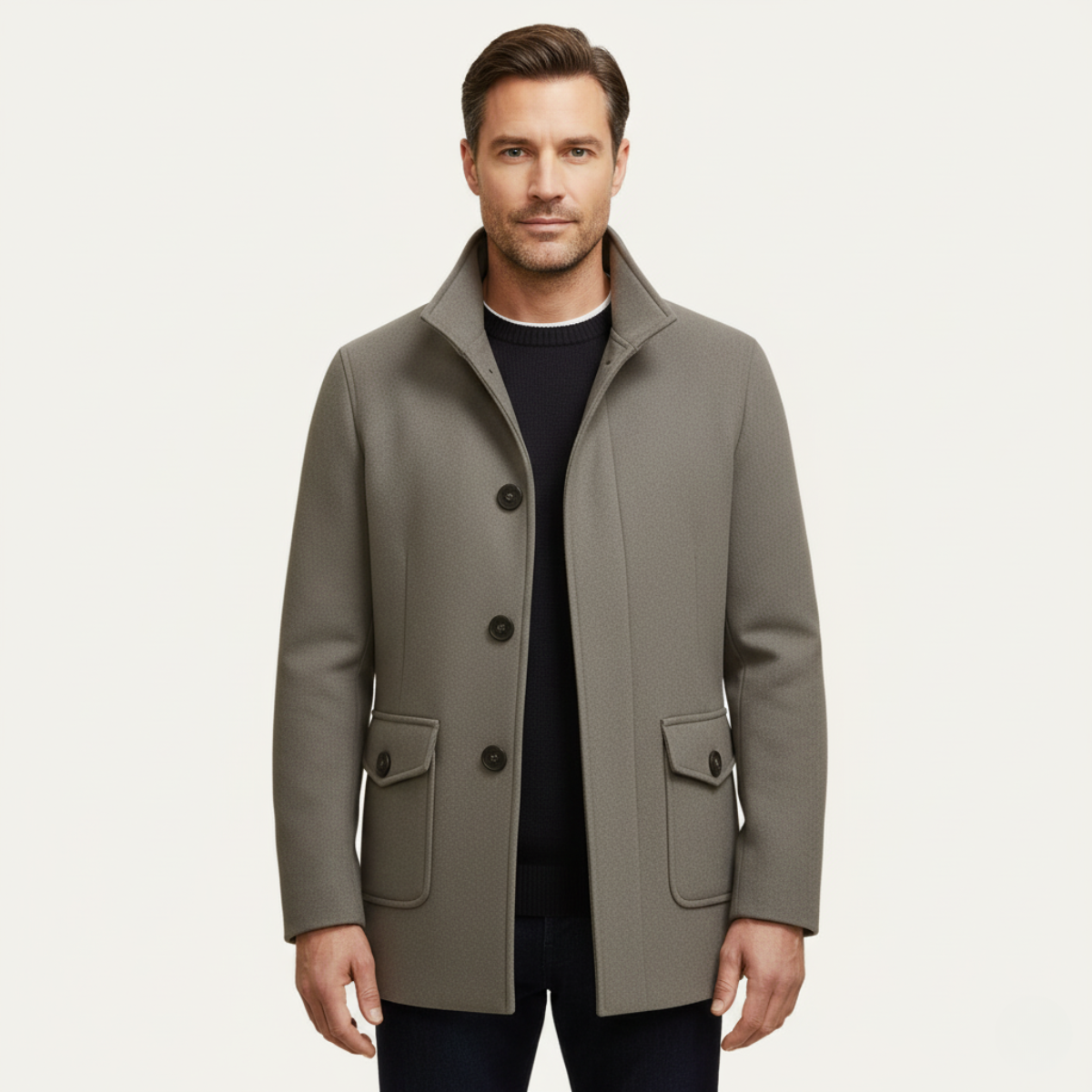 Sage | Men's Smart Casual Wool Coat Gray