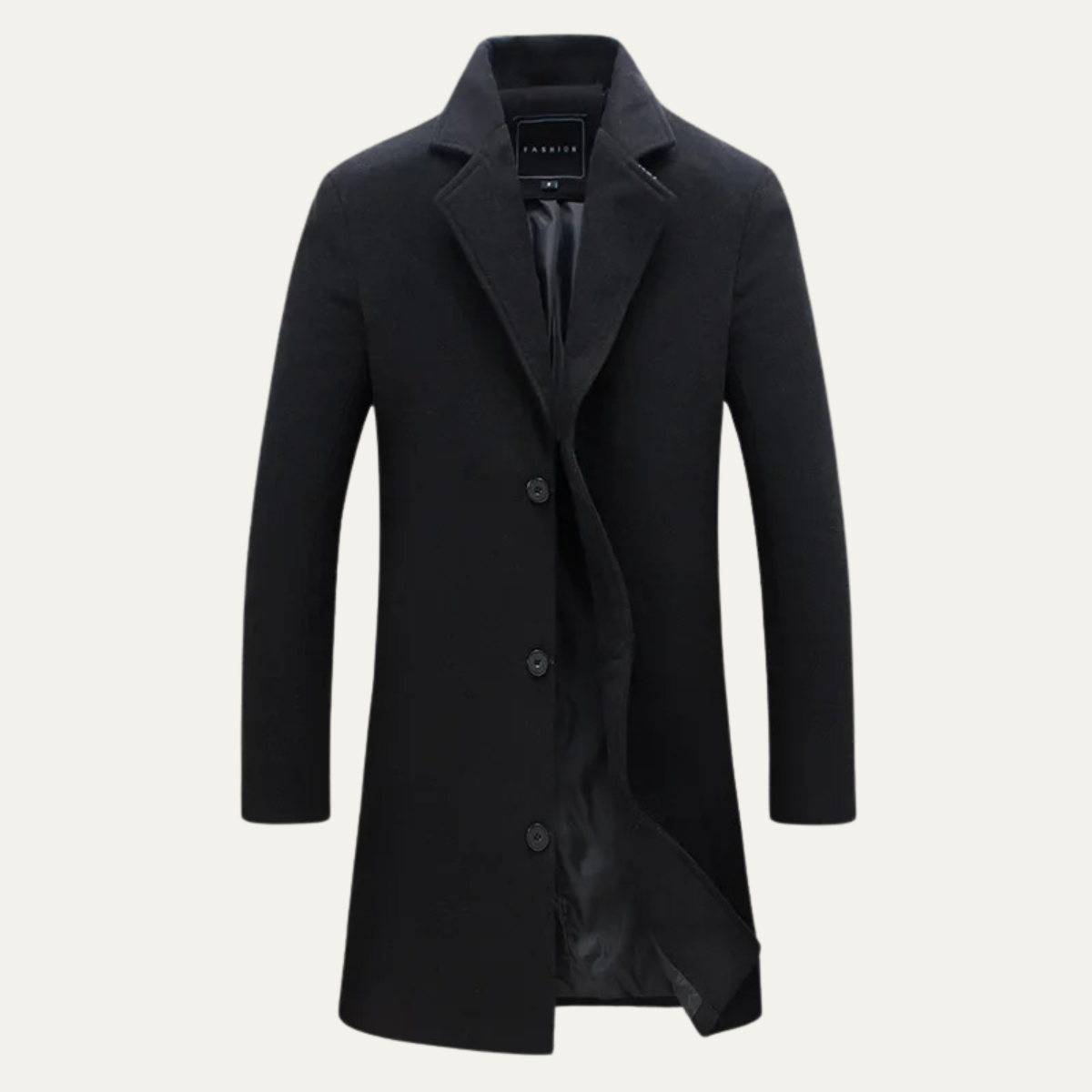 Ash | Men's Smart Casual Long Wool Coat Black