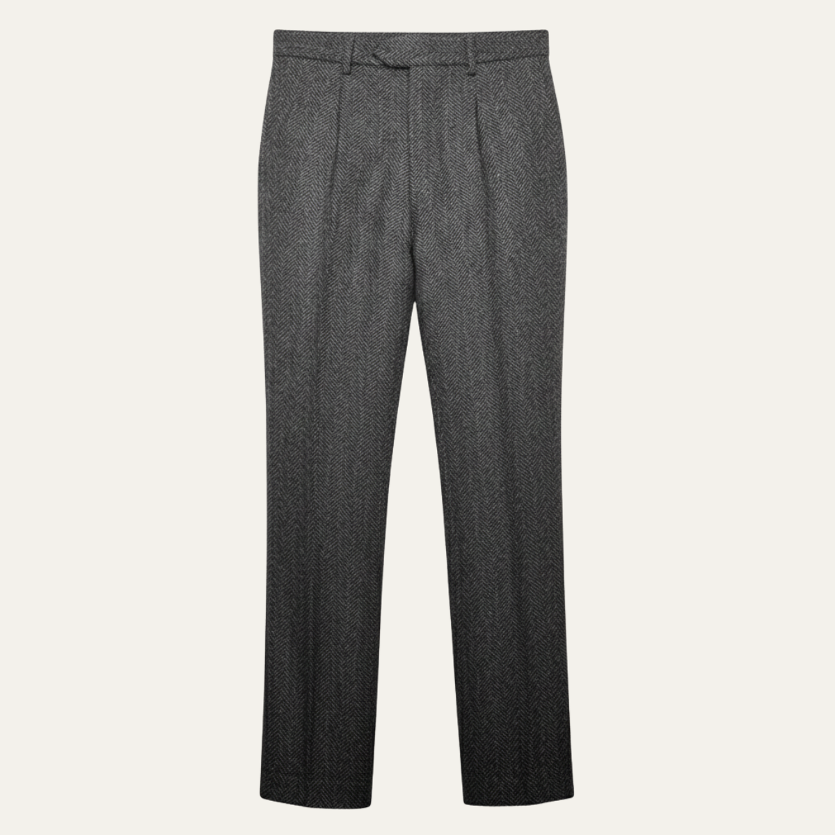 Wade | Men's Pleated Dress Pants Gray Herringbone Wool