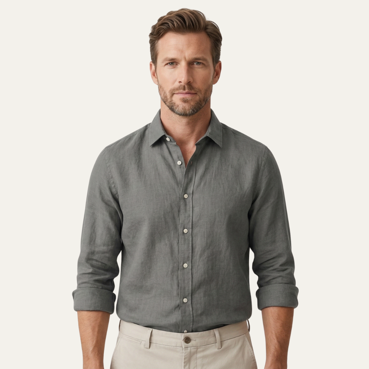 Maxim | Men's Linen Shirt Pink Long Sleeve Button Up