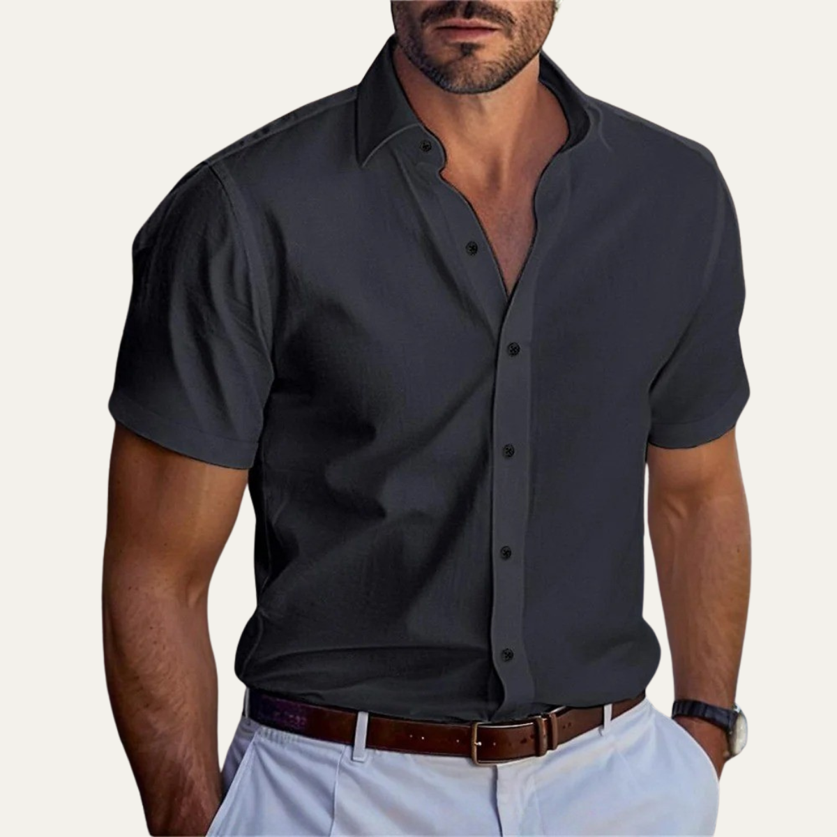 Blake | Men's Short Sleeve Button Up Shirt Black