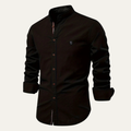 Dama Washington Beau men's casual cotton button up shirt black - front view