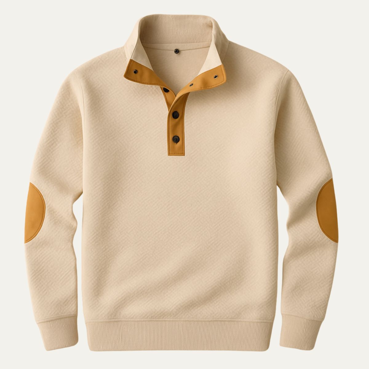 Esme | Men's Quarter Zip Sweater Black Elbow Patch