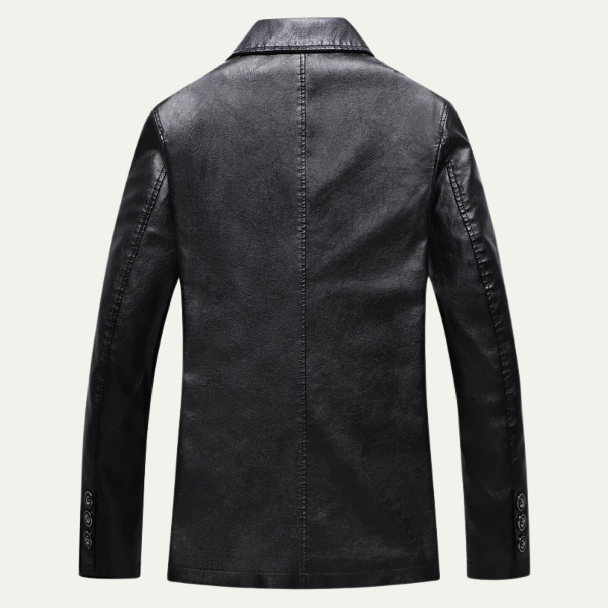 Axel | Men's Leather Jacket Black Button Up Winter Coat