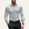 Dama Washington Axel men's fitted dress shirt white long sleeve - front view