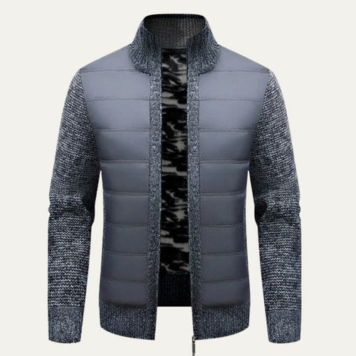 Dama Washington Axel men's quilted puffer jacket gray knit sleeves zip up - view 2
