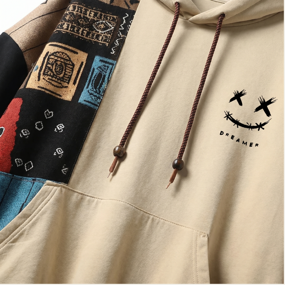 Dama Washington Sage men's graphic hoodie cream patchwork color block - view 5