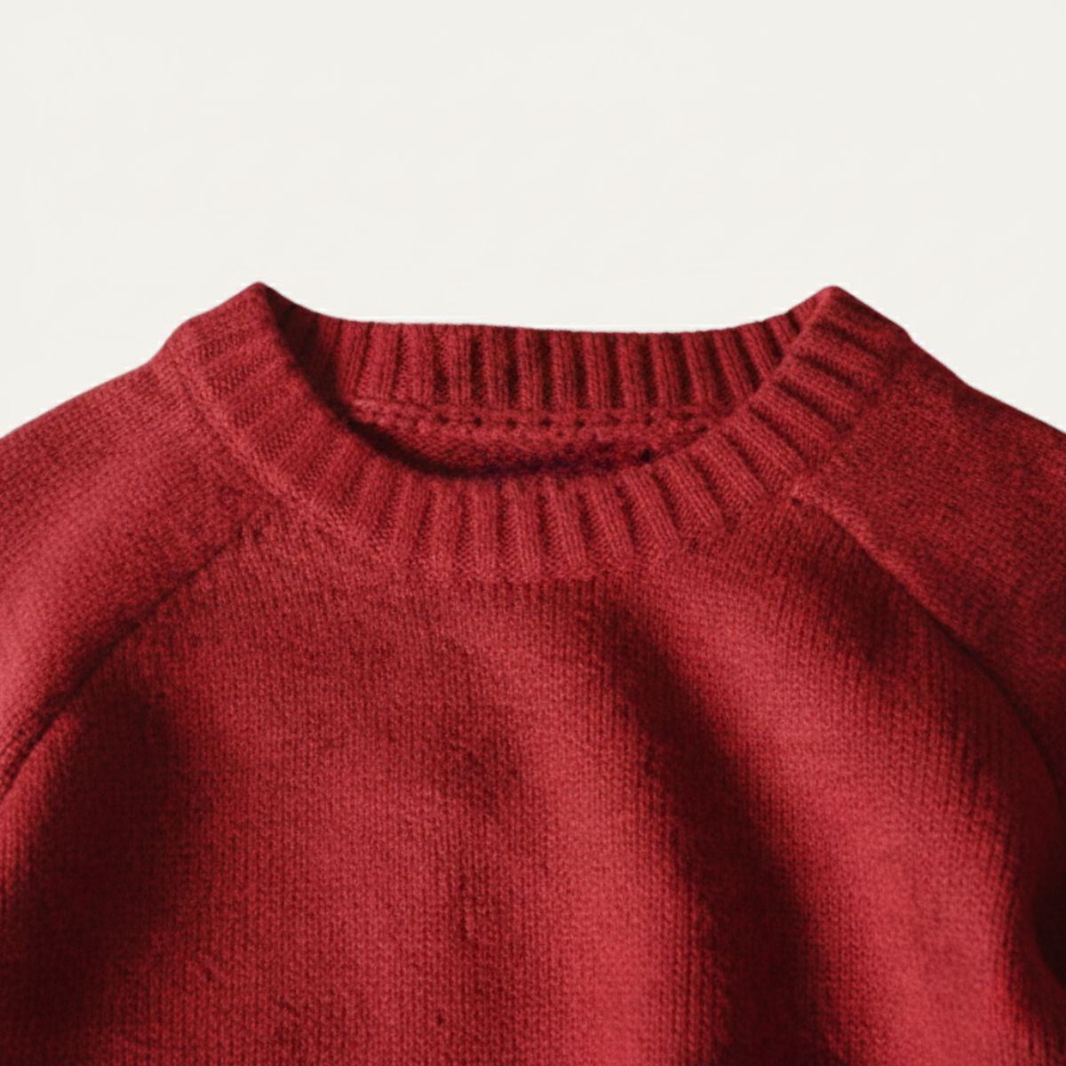 Beau | Men's Oversized Crew Neck Sweater Red Elbow Patches