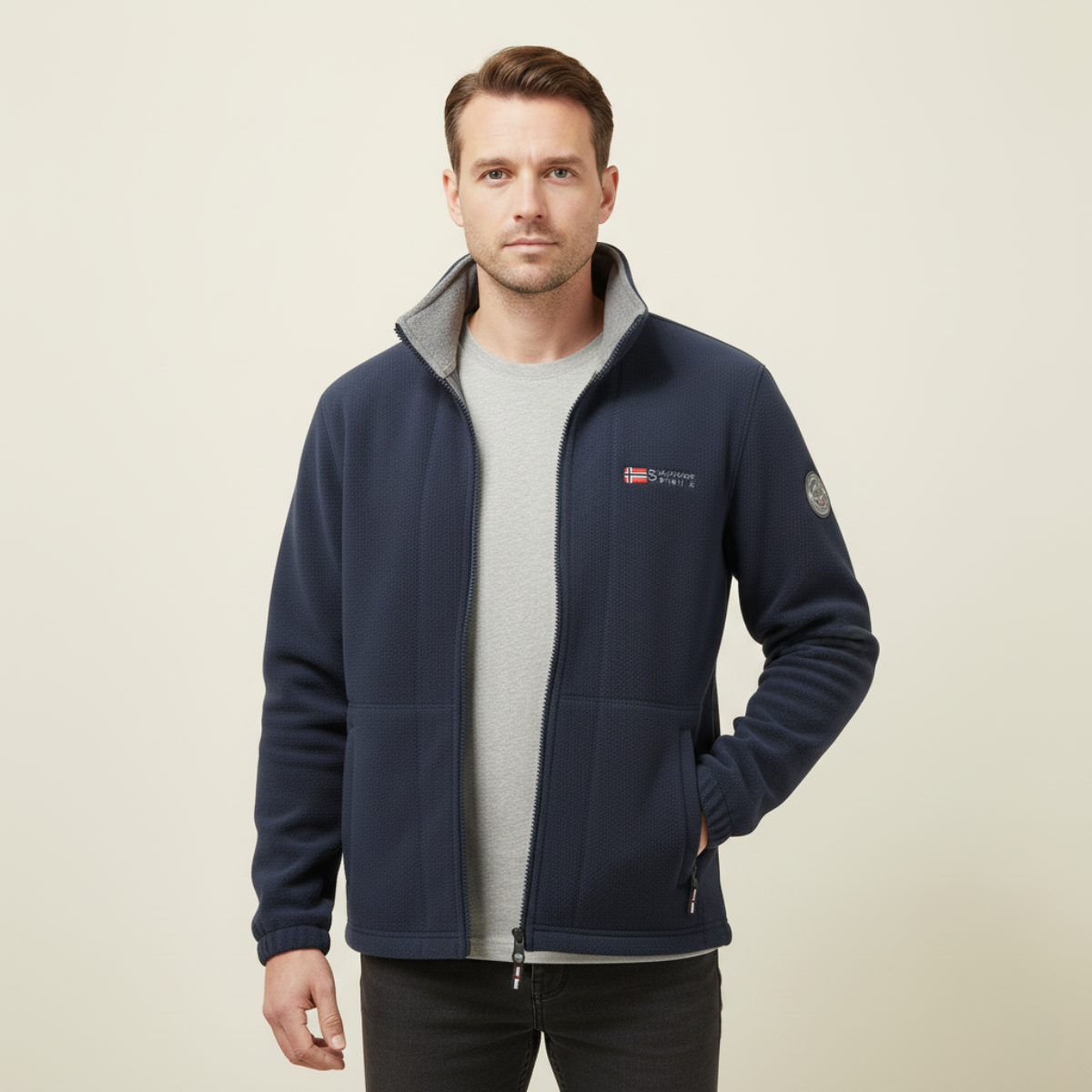 Axel | Men's Fleece Jacket Black Zip Up Lightweight
