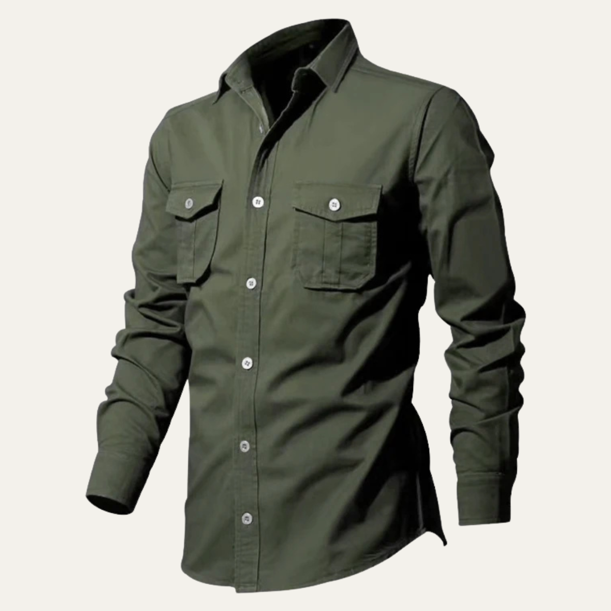 Ezra | Men's Utility Button Up Shirt Olive Long Sleeve