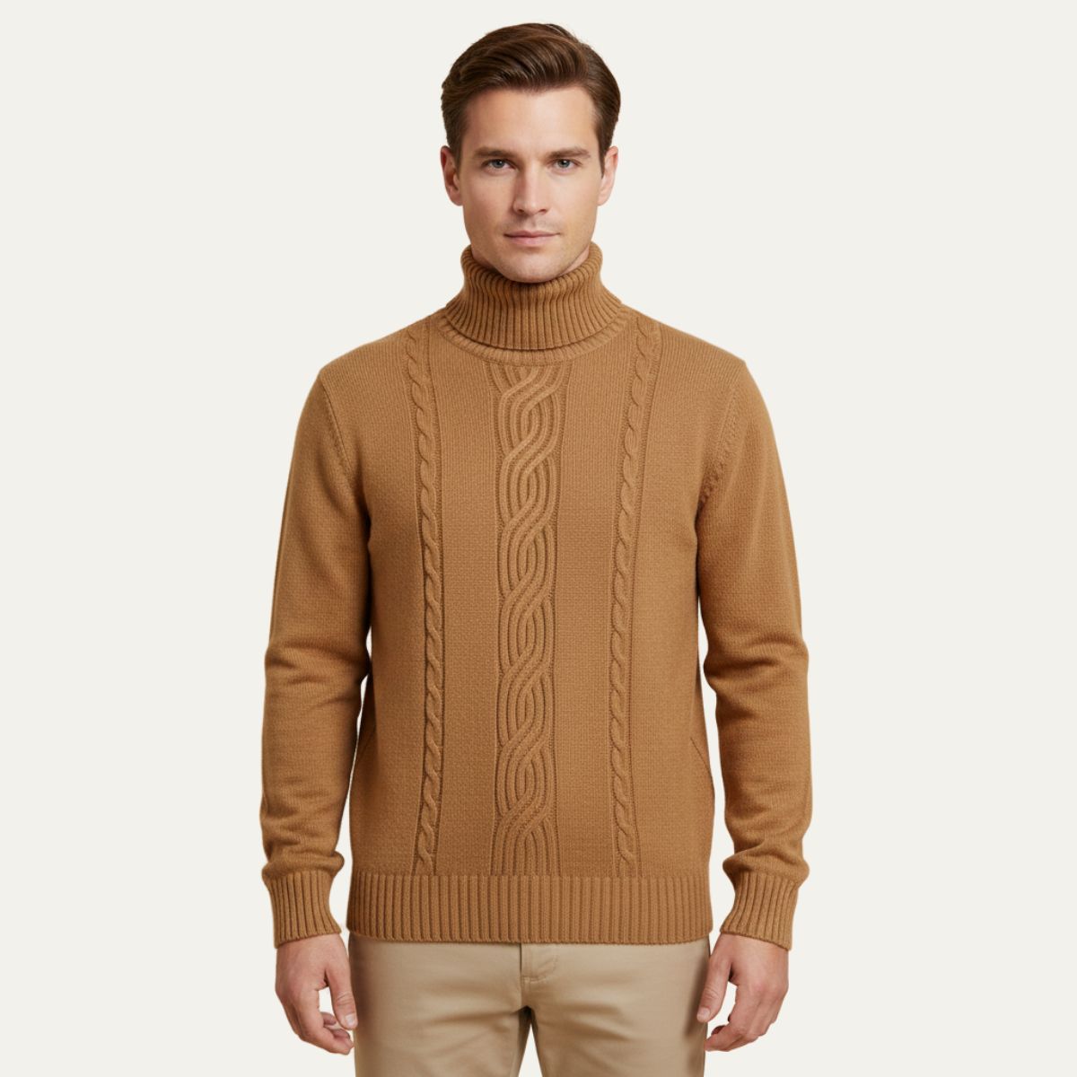 Bram | Men's Cable Knit Turtleneck Sweater Black