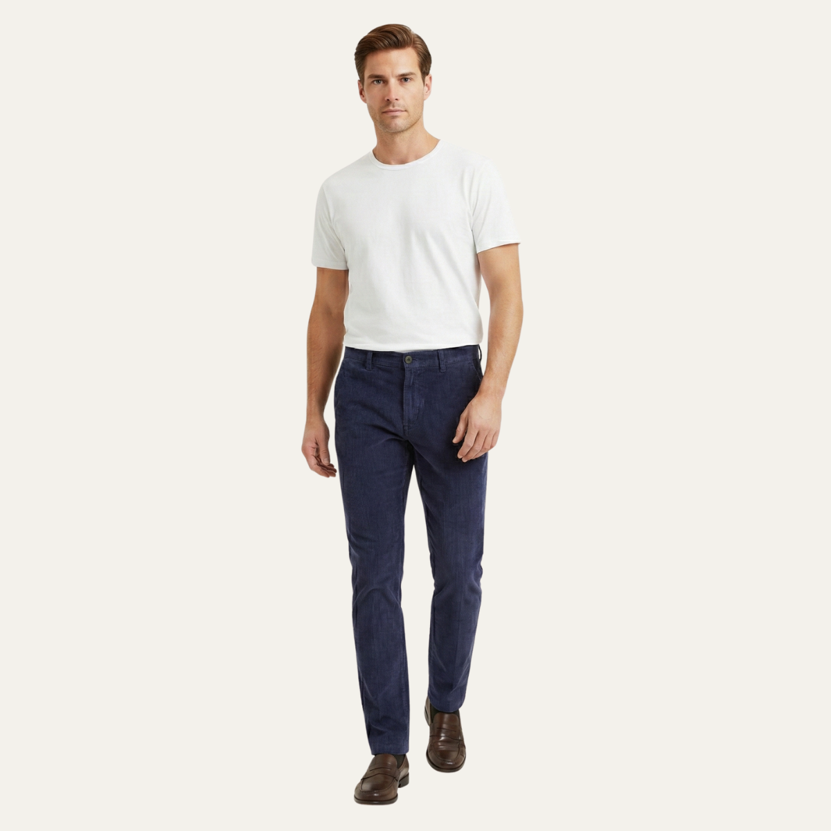 Bram | Men's Casual Corduroy Pants Brown Stretch