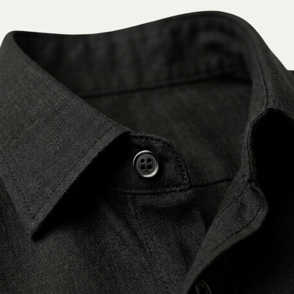Sage | Men's Linen Button Up Shirt Black Long Sleeve