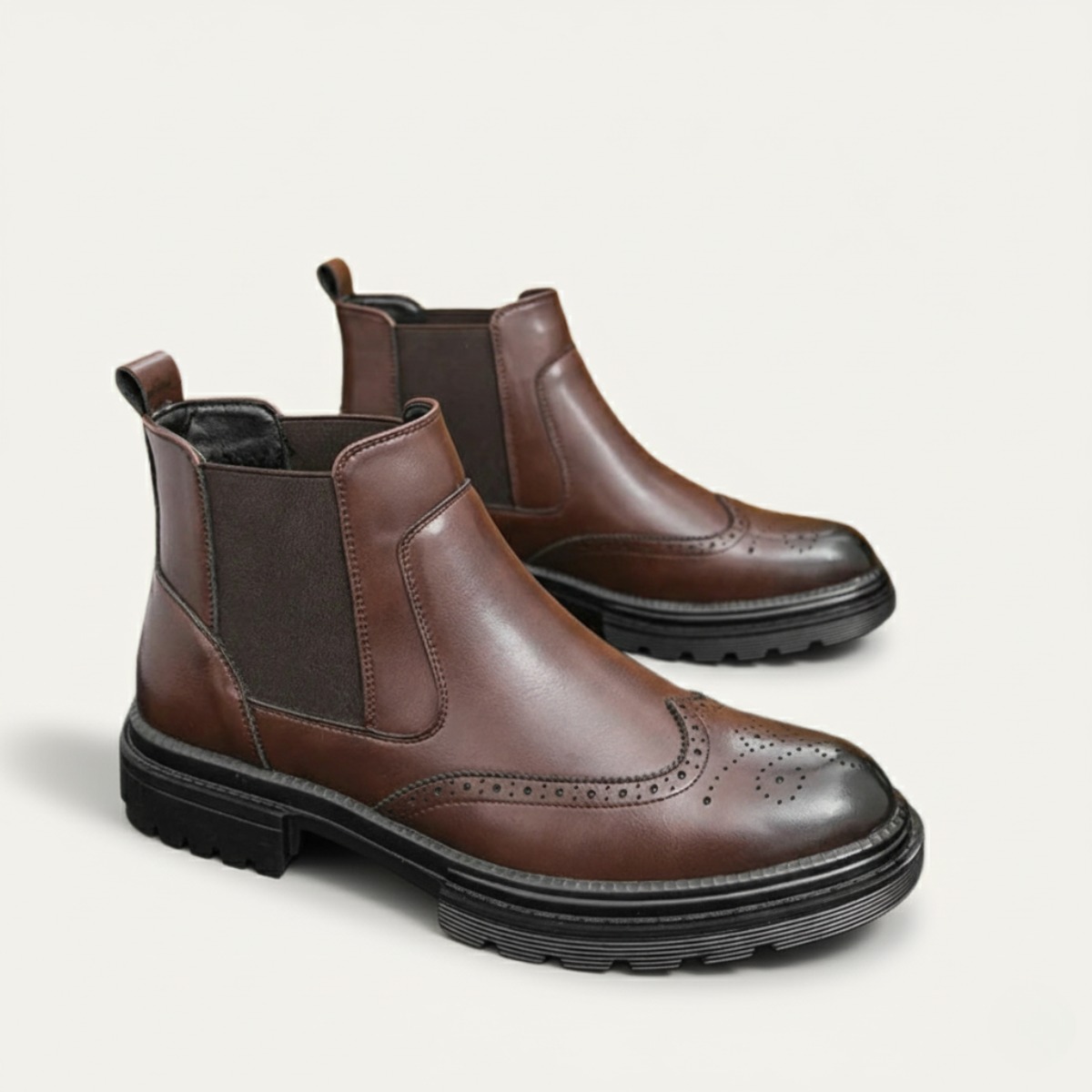 Axel | Men's Brogue Leather Chelsea Boots Black
