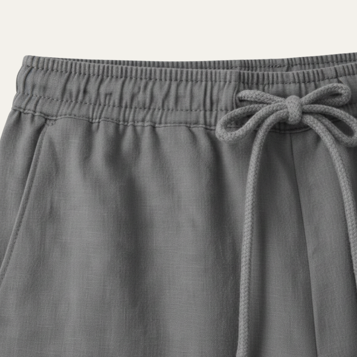 Otto | Men's Casual Linen Pants Gray Drawstring Wide Leg