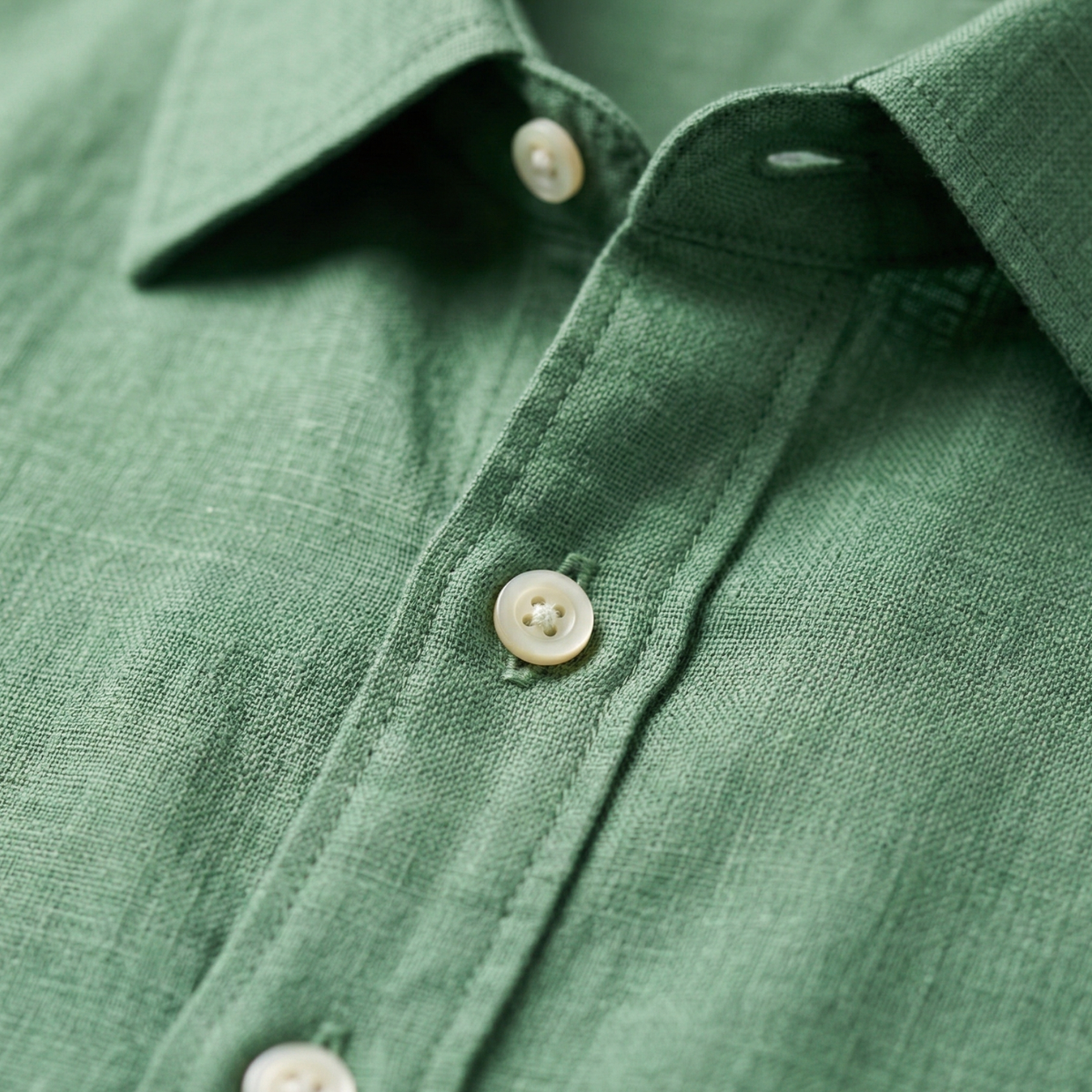 Ashby | Men's Linen Shirt Green Long Sleeve Button Up