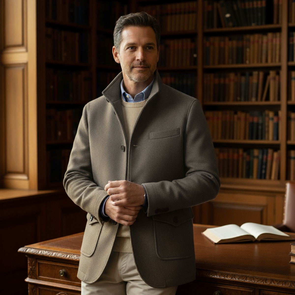 Sage | Men's Smart Casual Wool Coat Gray