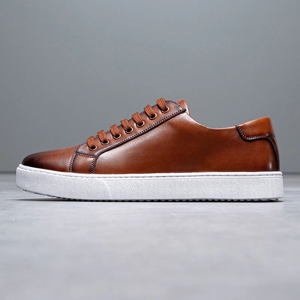 Kade | Men's Casual Lace Up Sneaker Brown White Sole