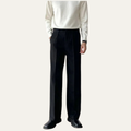 Dama Washington Bryce men's pleated wide leg dress pants black - front view