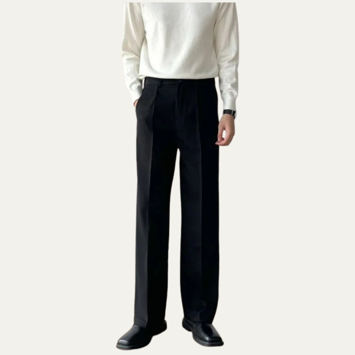 Bryce | Men's Pleated Wide Leg Dress Pants Black