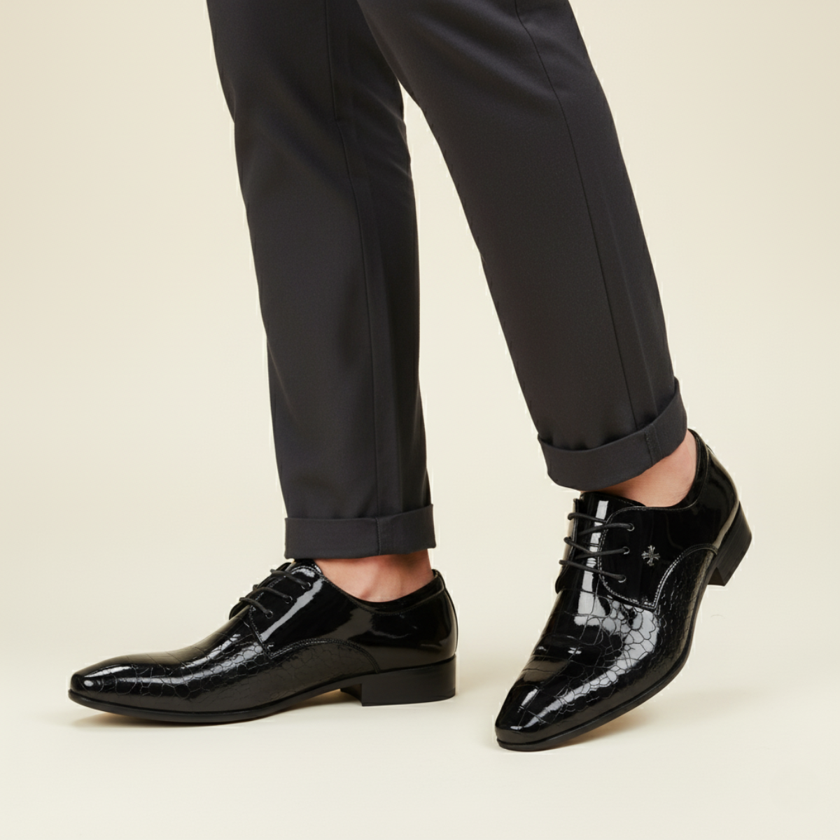 Oscar | Men's Patent Leather Pointed Toe Dress Shoes Black