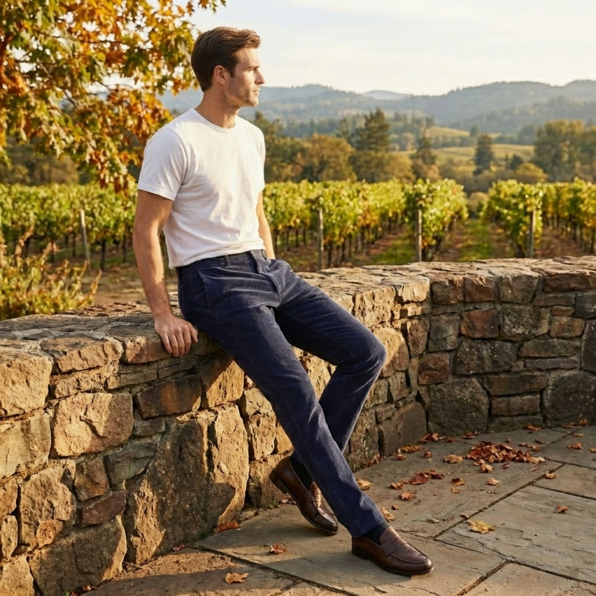 Bram | Men's Casual Corduroy Pants Brown Stretch