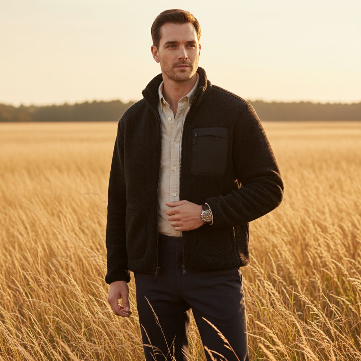 Blake | Men's Fleece Jacket Sage Green Zip Up
