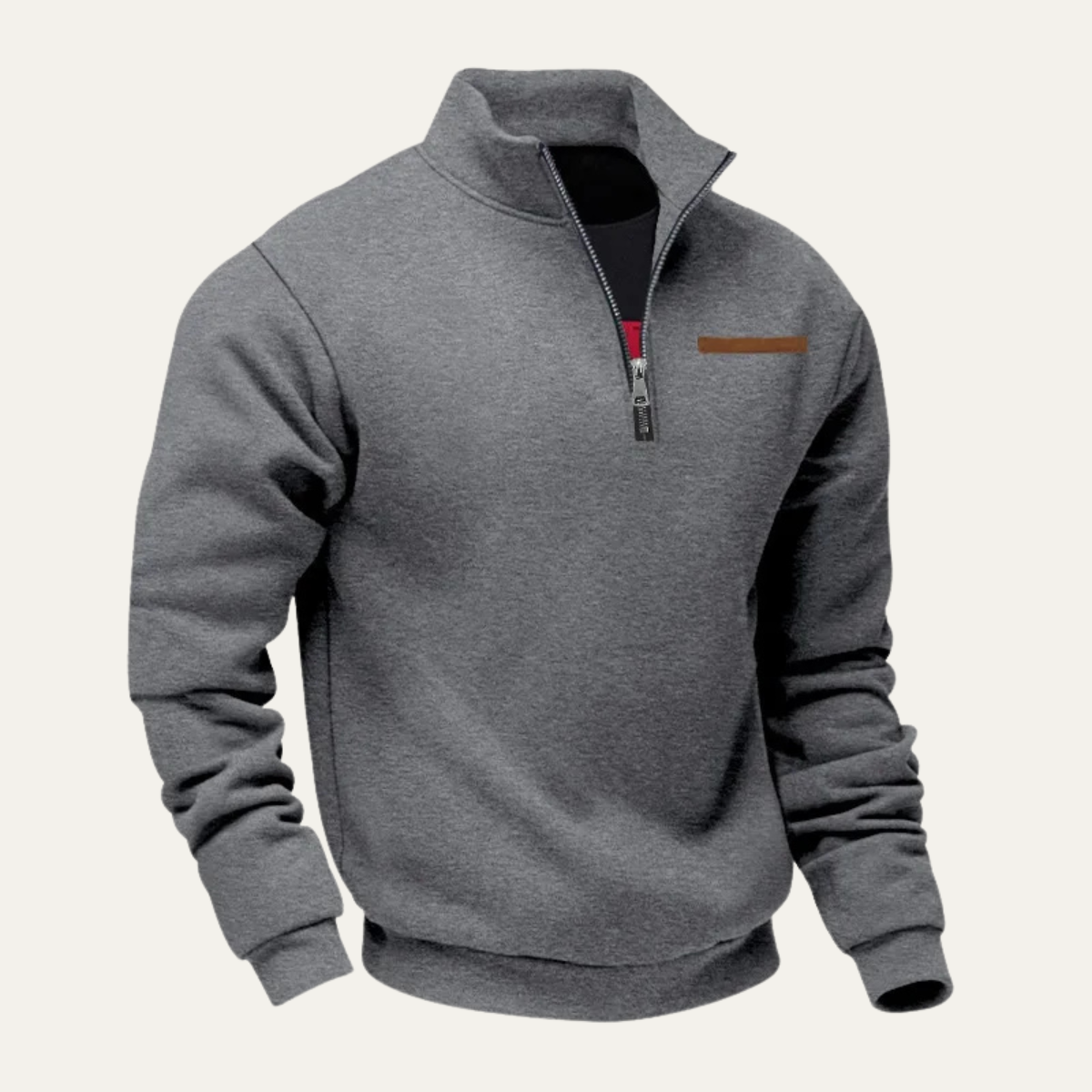 Callum | Men's Quarter Zip Sweater Gray Stand Collar