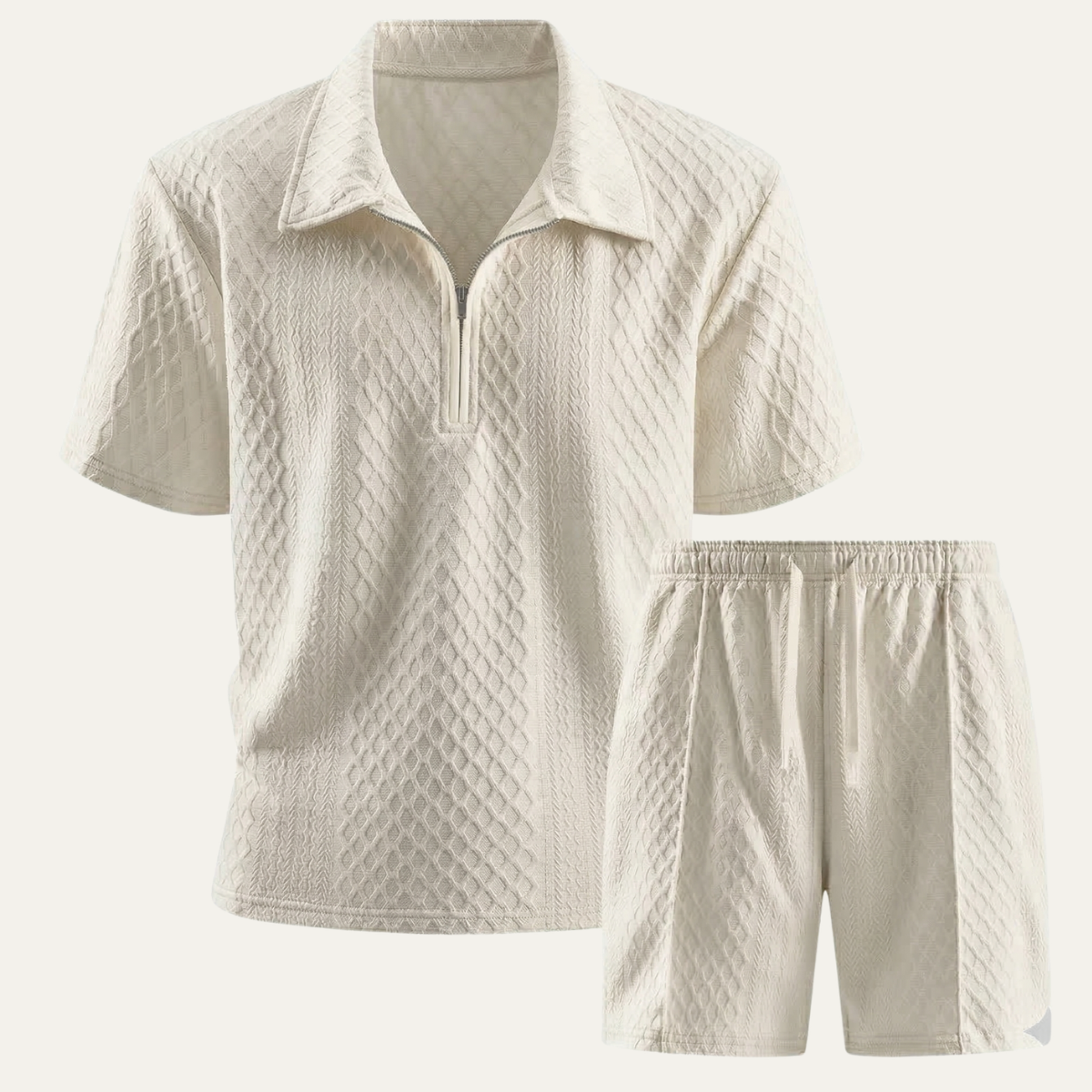 Royce | Men's Lounge Set Cream Short Sleeve Shirt Shorts