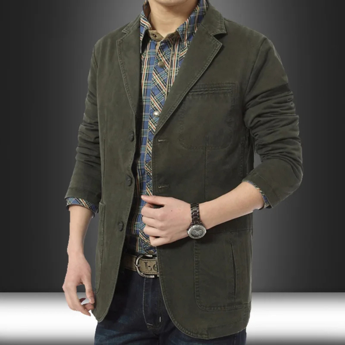 Jude | Men's Casual Cotton Blazer Olive Green