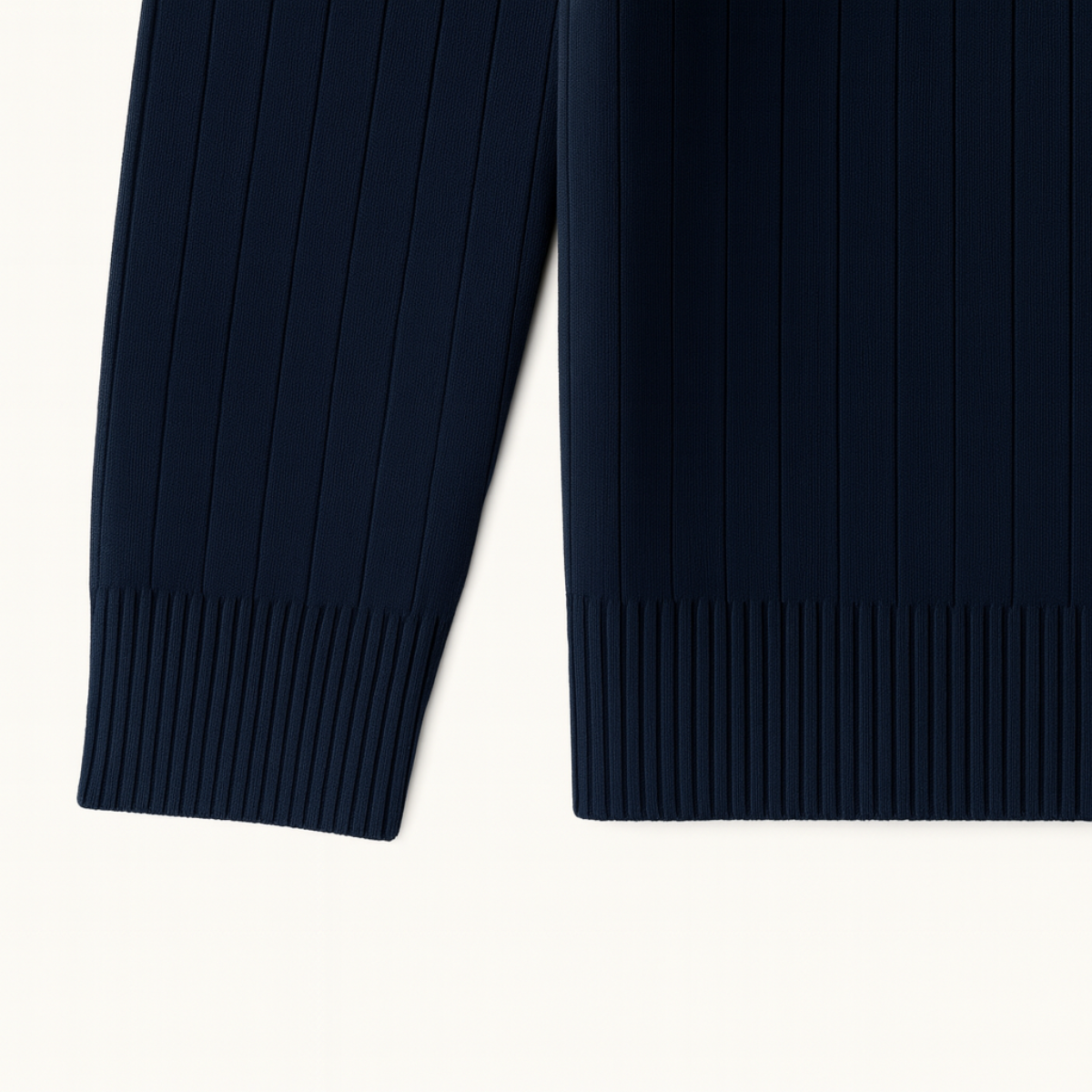 Axel | Men's Ribbed Quarter Zip Sweater Navy Gold Zipper