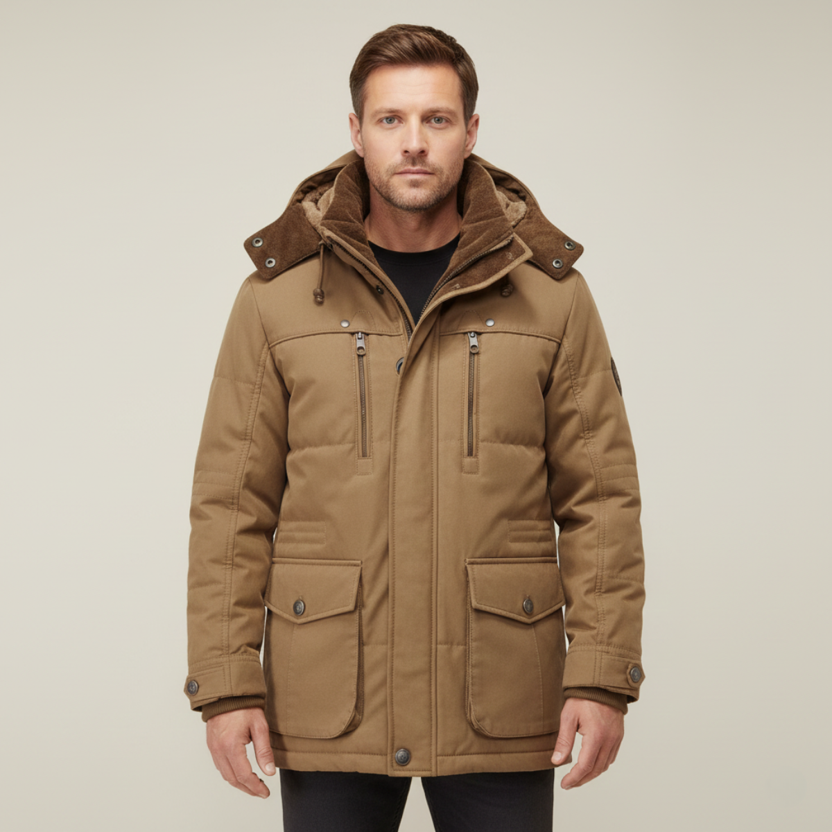 Arden | Men's Utility Jacket Olive Green Sherpa Lined