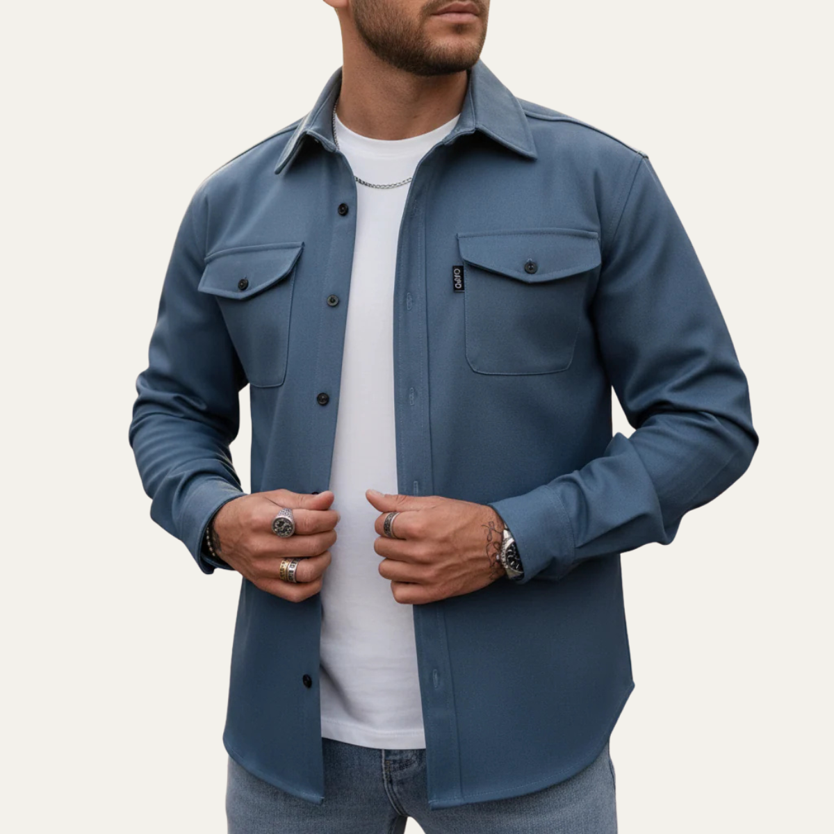 Bram | Men's Utility Overshirt Blue Button Up Casual Jacket