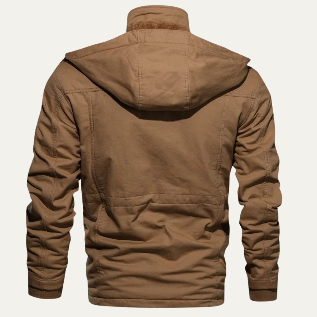 Kai | Men's Utility Jacket Beige Sherpa Lined Hooded