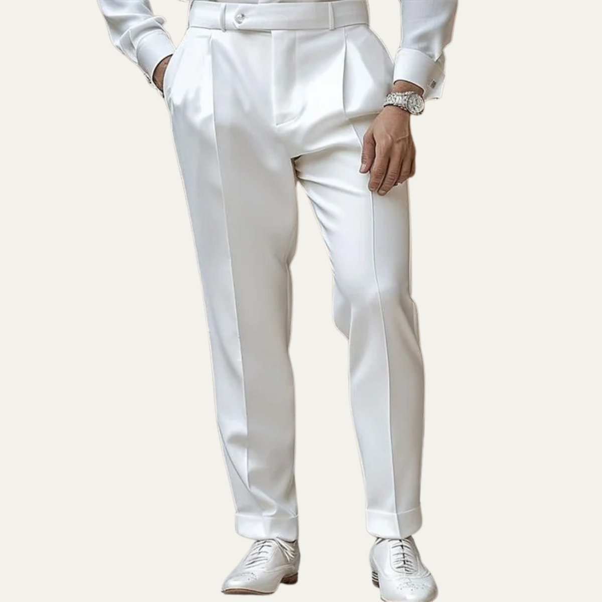 Axel | Men's Pleated Dress Pants White