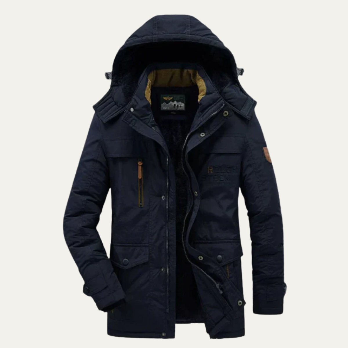 Sage | Men's Puffer Jacket Black Hooded Winter Coat