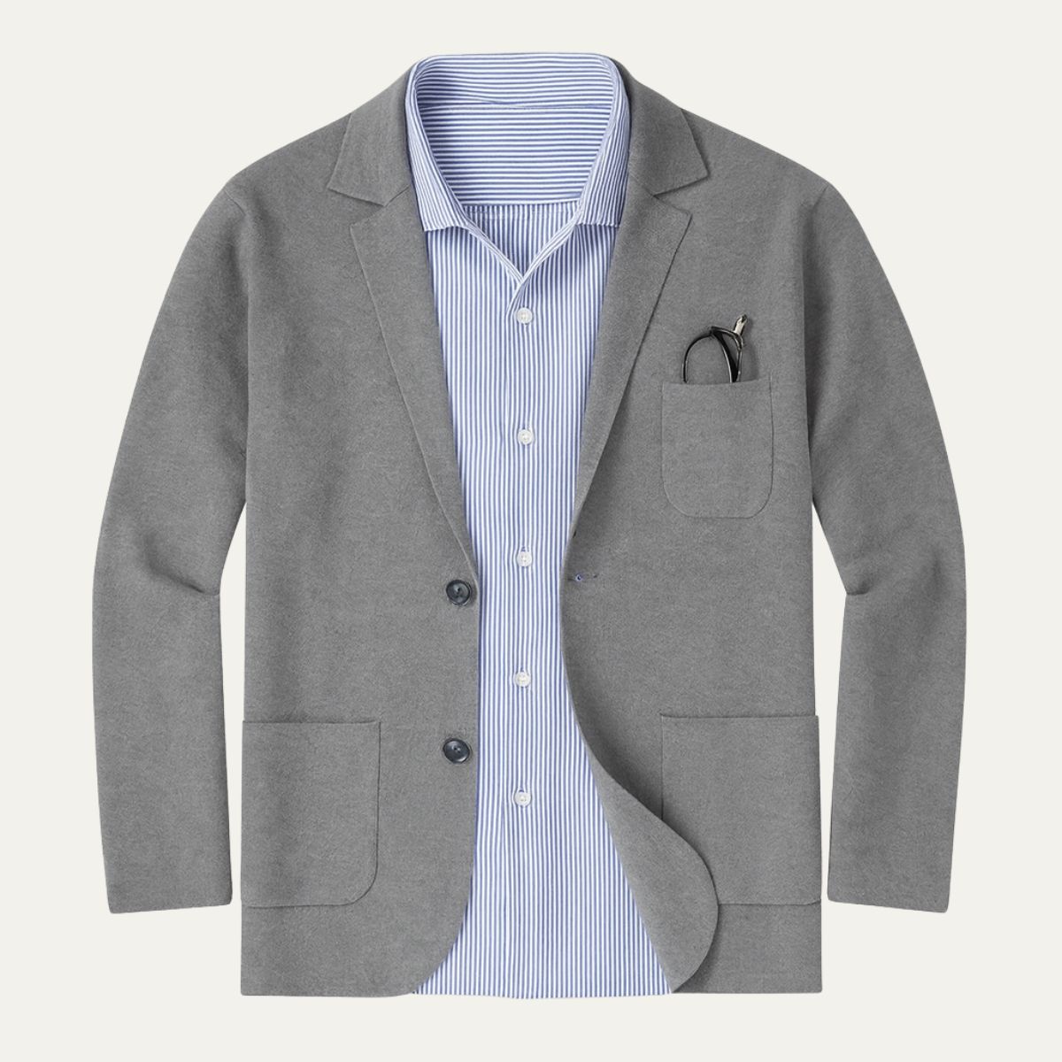 Axel | Men's Casual Blazer Gray Linen Single Breasted