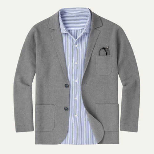 Dama Washington Axel men's casual blazer gray linen single breasted - front view