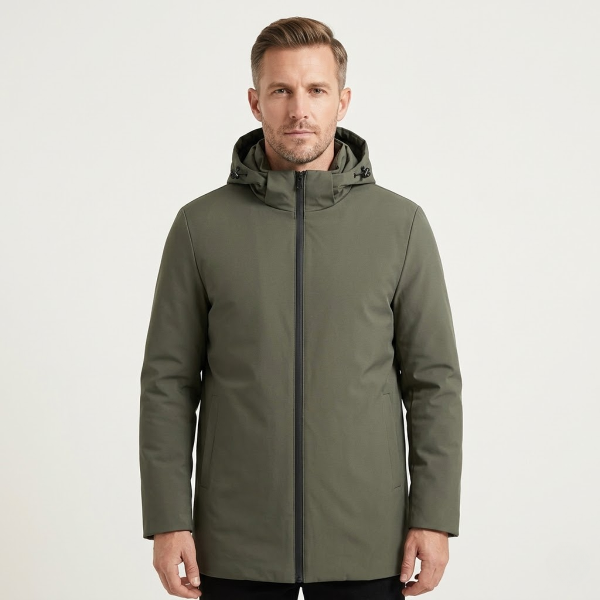 Jasper | Men's Puffer Jacket Olive Warm Hooded