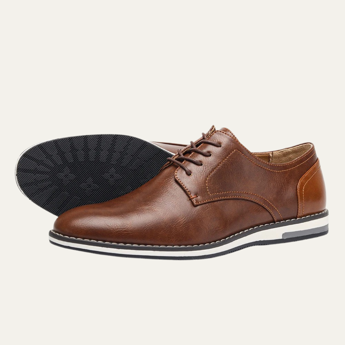 Axel | Men's Casual Oxford Leather Sneakers Gray Brown