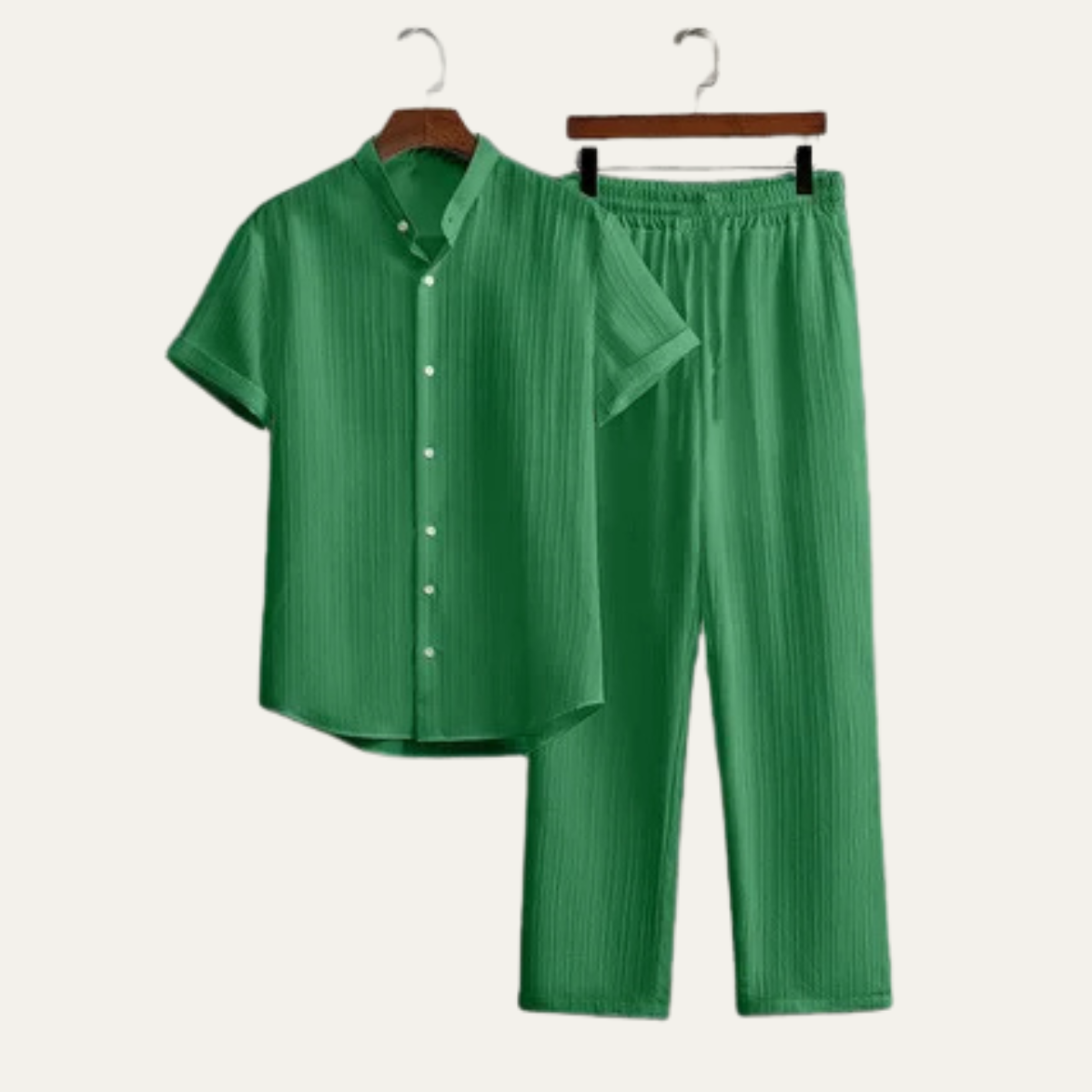 Caleb | Men's Casual Lounge Set Green Short Sleeve Shirt Pants