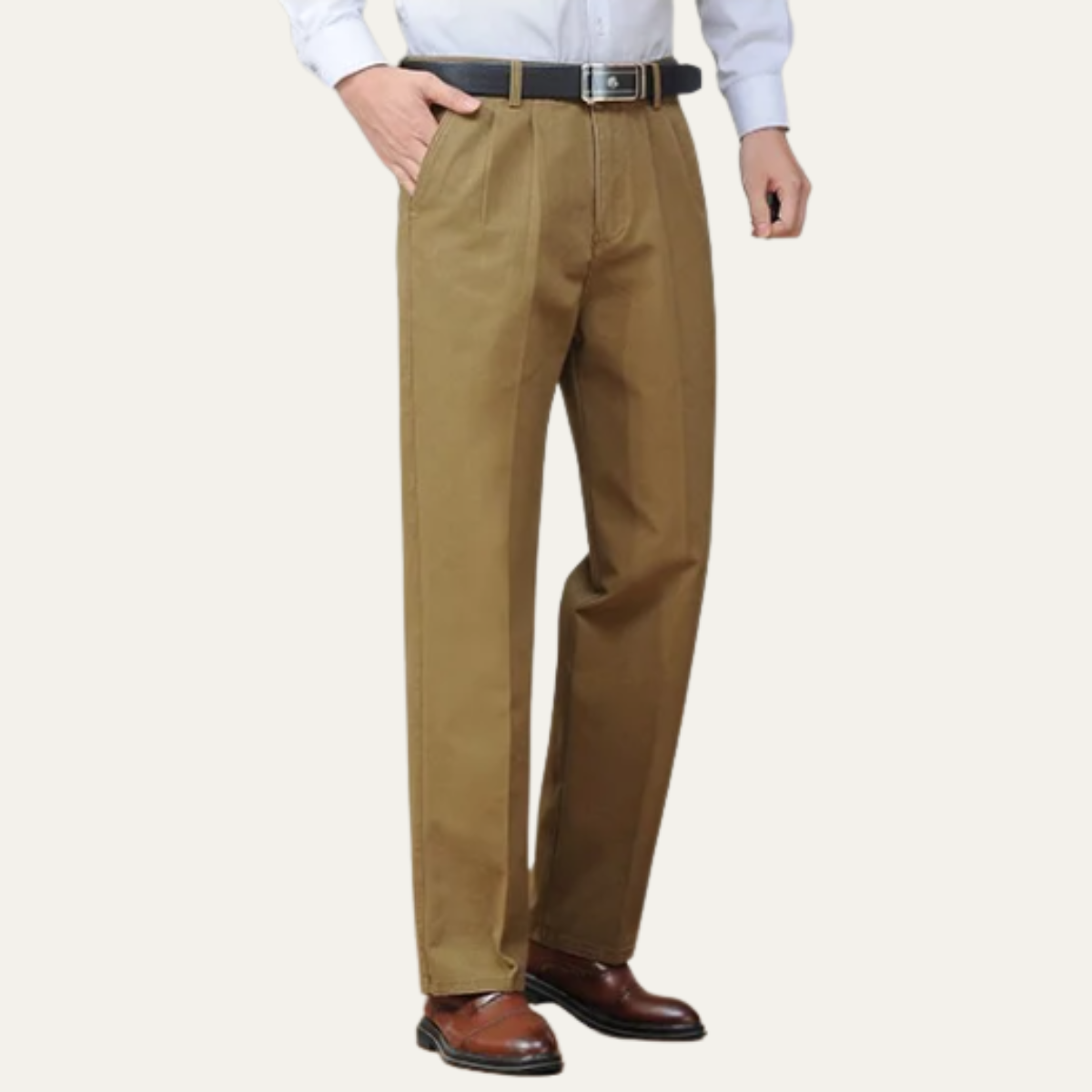 Jasper | Men's Pleated Dress Pants Khaki Cotton