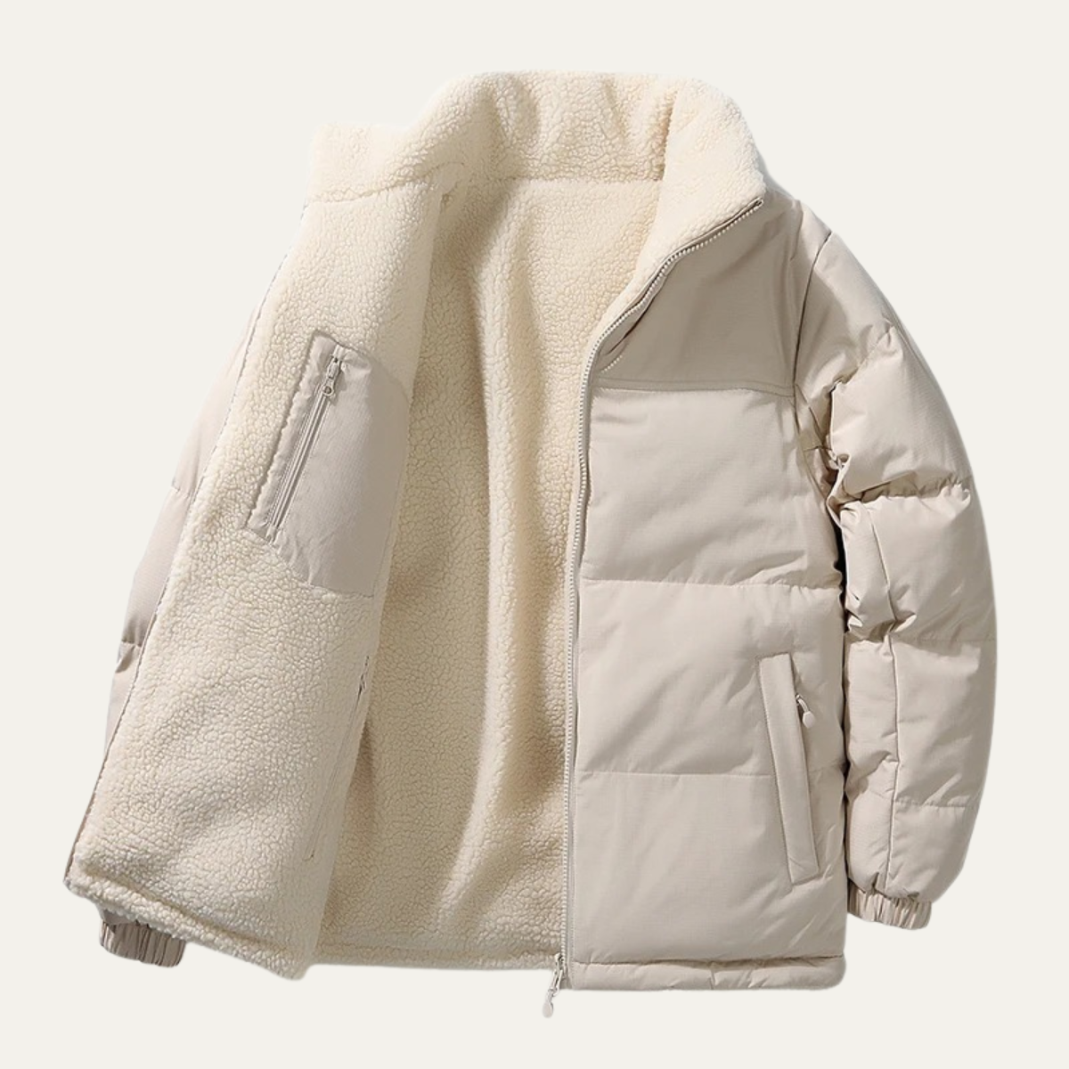 Axel | Men's Sherpa Lined Puffer Jacket Cream