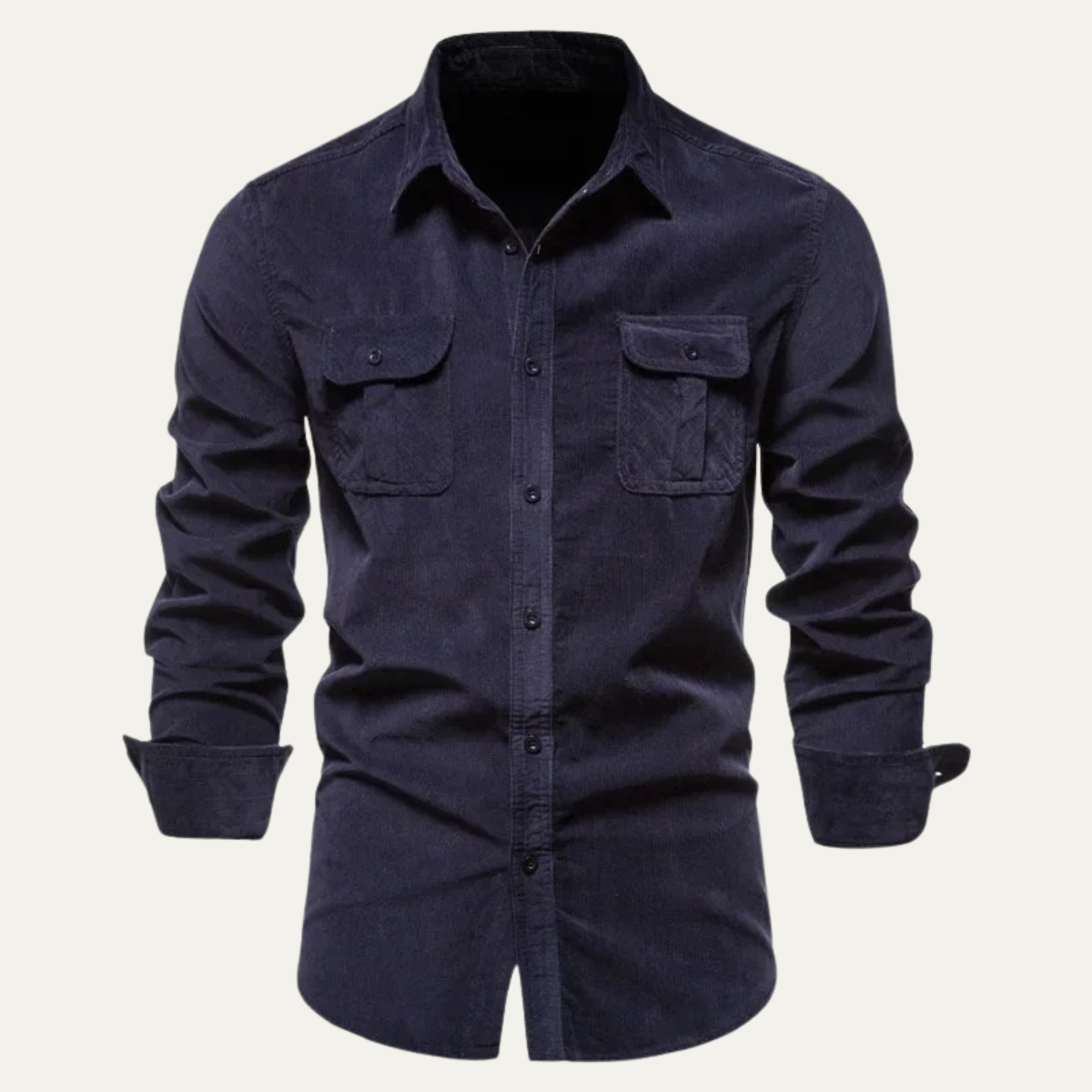 Jasper | Men's Casual Denim Shirt Navy Long Sleeve Button Up