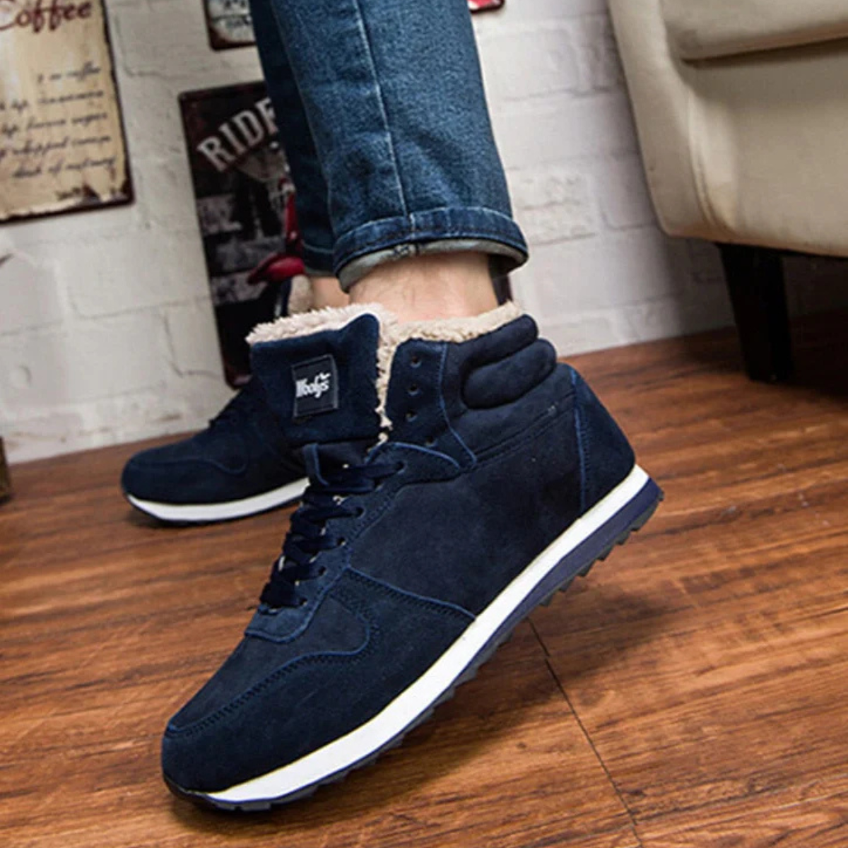 Axel | Men's Sherpa Lined High Top Winter Boot Navy