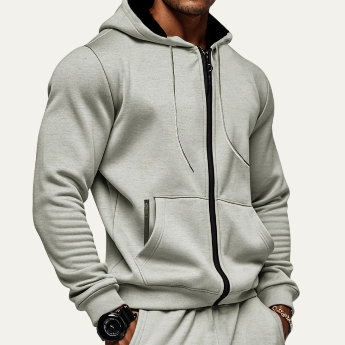 Brax | Men's Zip Up Hoodie Black Oversized Warm
