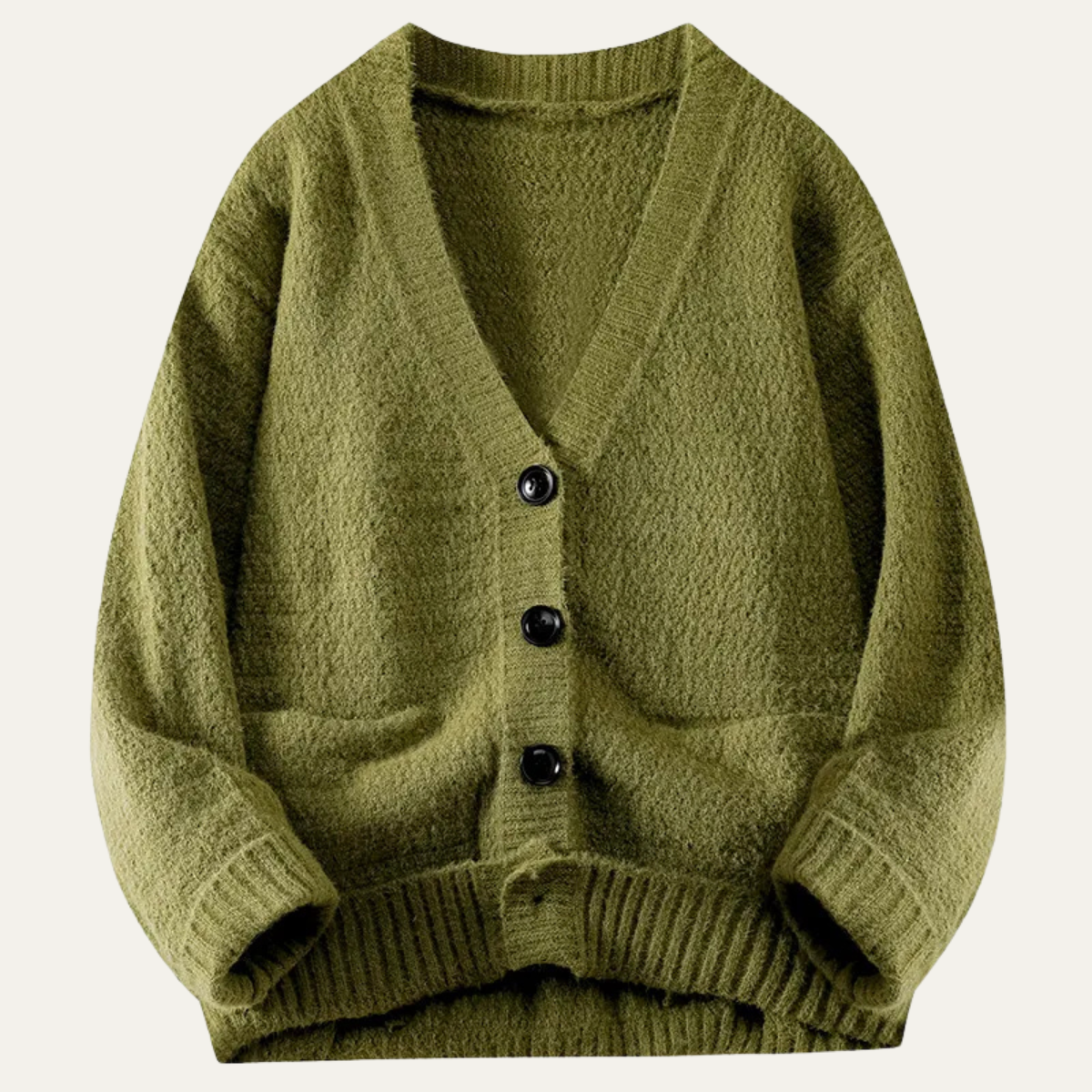 Beau | Men's Oversized Cable Knit Cardigan Gray V Neck